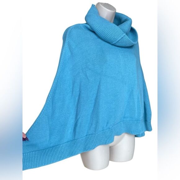 Talbots Blue Cape Poncho Sweater Small Like New Pullover turtle neck ￼ - Picture 2 of 6
